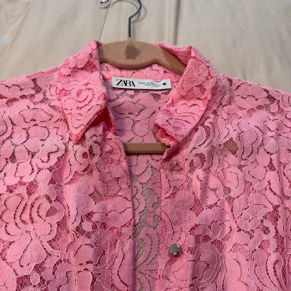 Pink Lace button Down - Picture 4 of 6